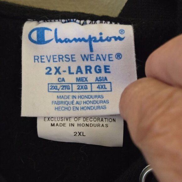 Champion Reverse Weave Black Rainbow Logo Heavyweight Hoodie Size 2XL - Picture 5 of 6